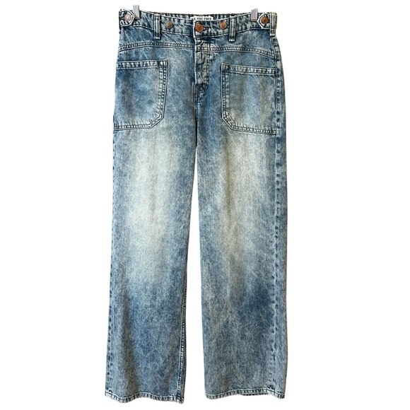 Free People We the Free Palmer Cuffed Baggy Jeans La La Land Wash Size 26